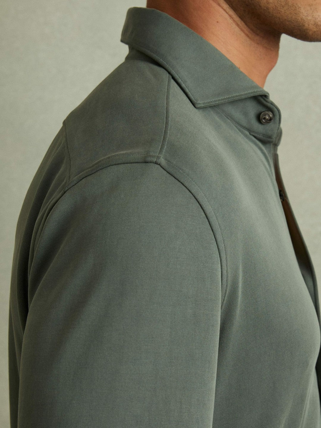 Modal Blend Cutaway Collar Shirt Green Smoke | Mens