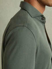 Modal Blend Cutaway Collar Shirt Green Smoke | Mens