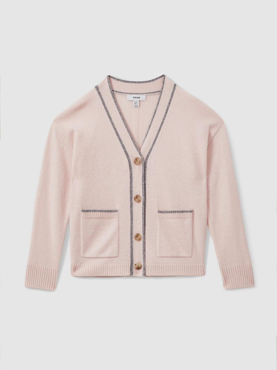 9-13 yrs Wool-Blend Stripe-Detail Cardigan With Cashmere Pink | Children