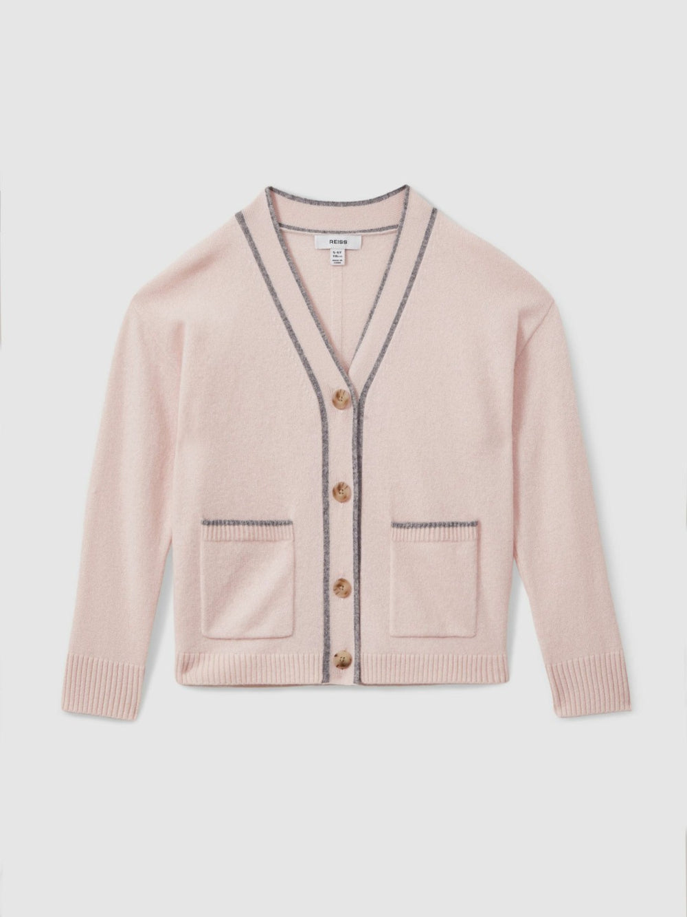 9-13 yrs Wool-Blend Stripe-Detail Cardigan With Cashmere Pink | Children