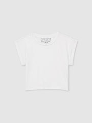 9-13 yrs Cotton-Jersey Cropped T-Shirt White | Children