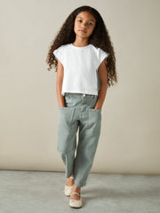 9-13 yrs Cotton-Jersey Cropped T-Shirt White | Children