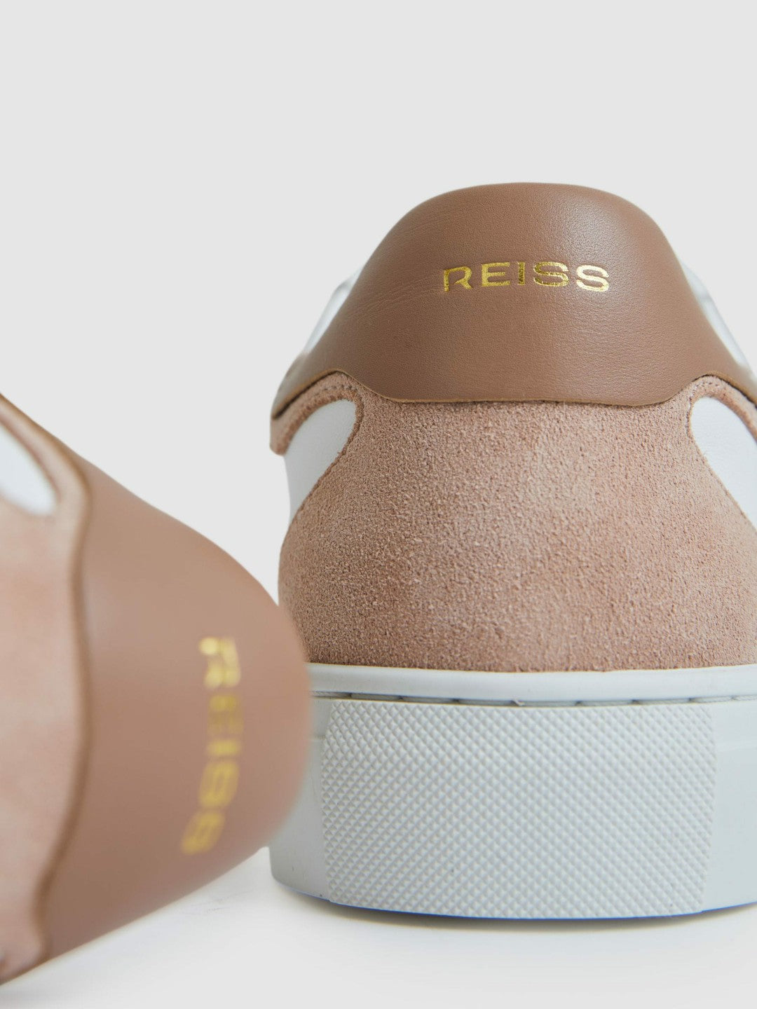 Leather Contrast Detail Trainers White/Nude | Womens