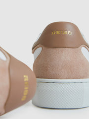 Leather Contrast Detail Trainers White/Nude | Womens