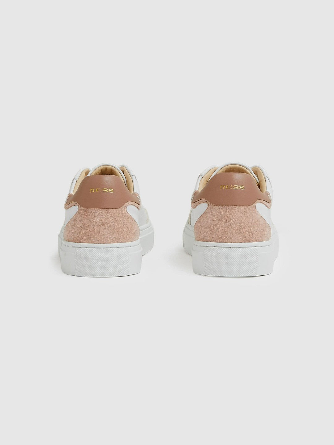 Leather Contrast Detail Trainers White/Nude | Womens