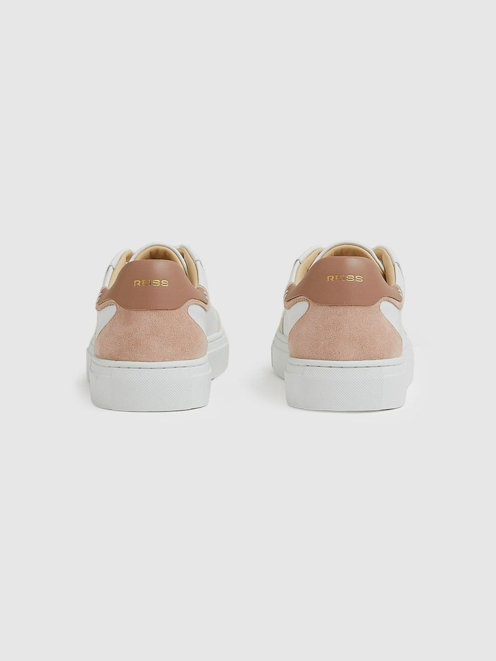 Leather Contrast Detail Trainers White/Nude | Womens