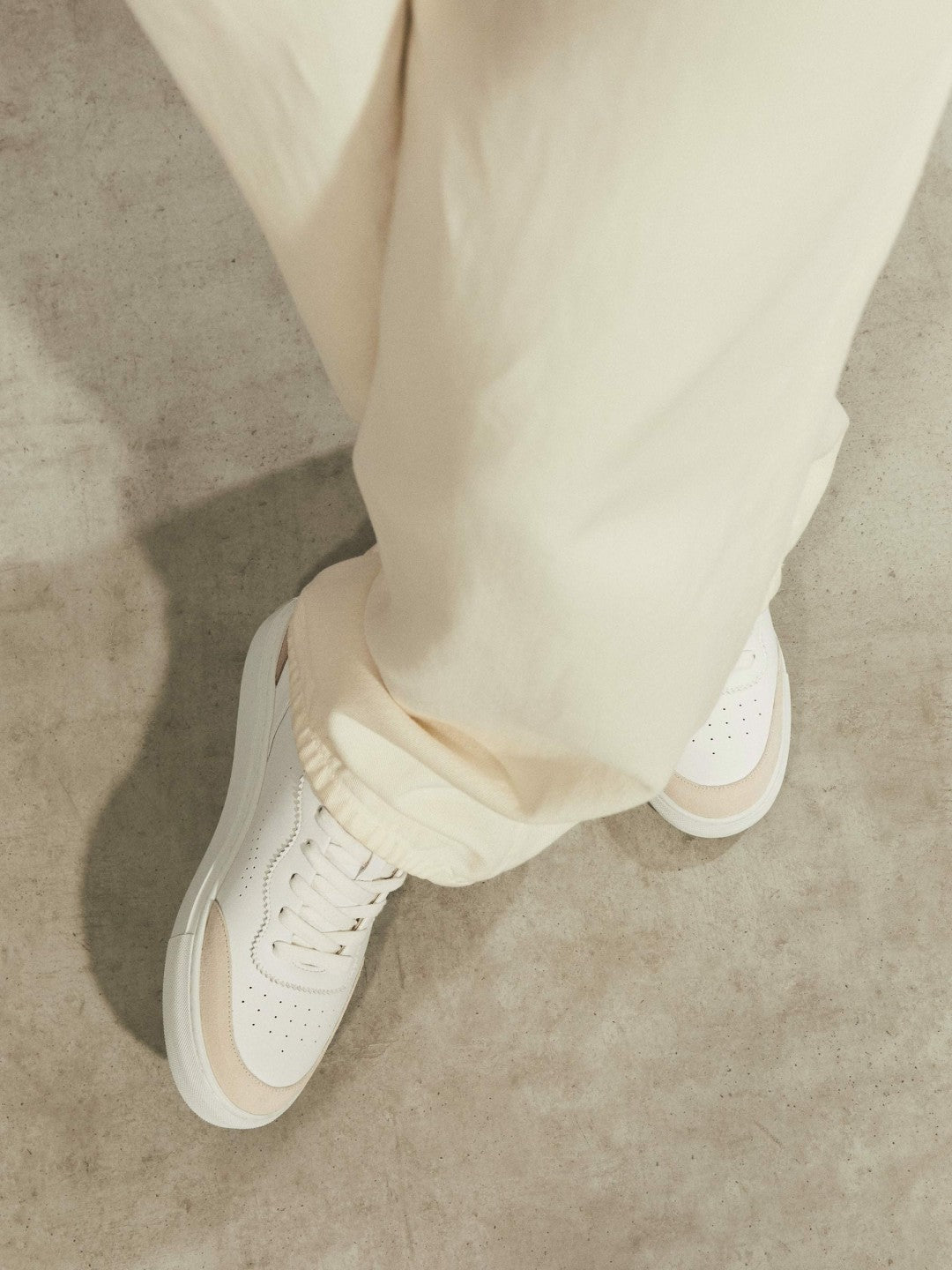 Leather Contrast Detail Trainers White/Nude | Womens