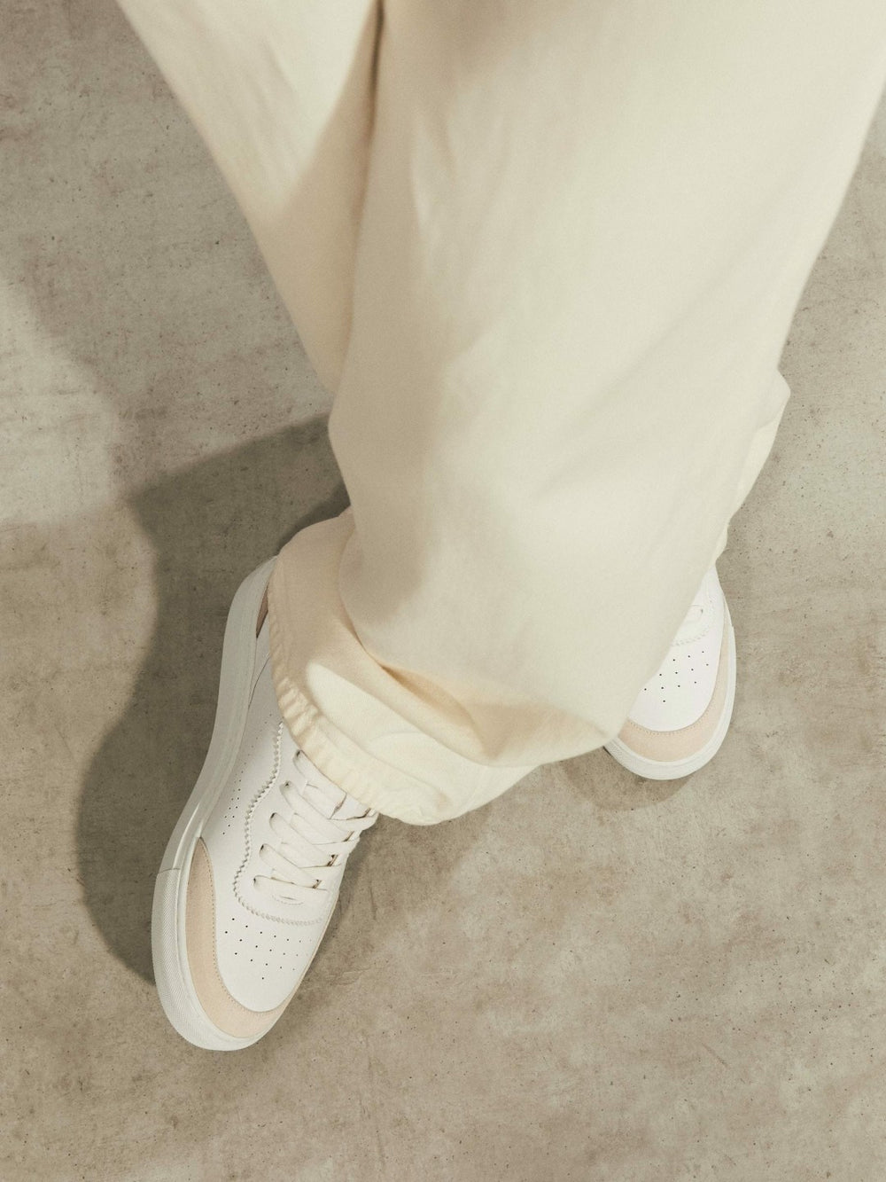 Leather Contrast Detail Trainers White/Nude | Womens