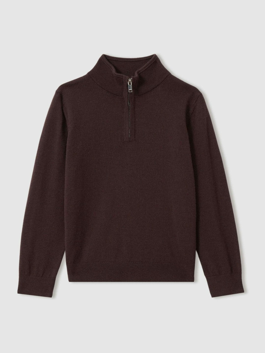 3-9 yrs Merino Wool Half-Zip Funnel Neck Jumper Dark Bordeaux | Children
