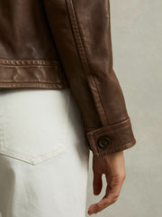 Leather Trucker Jacket Chocolate | Womens