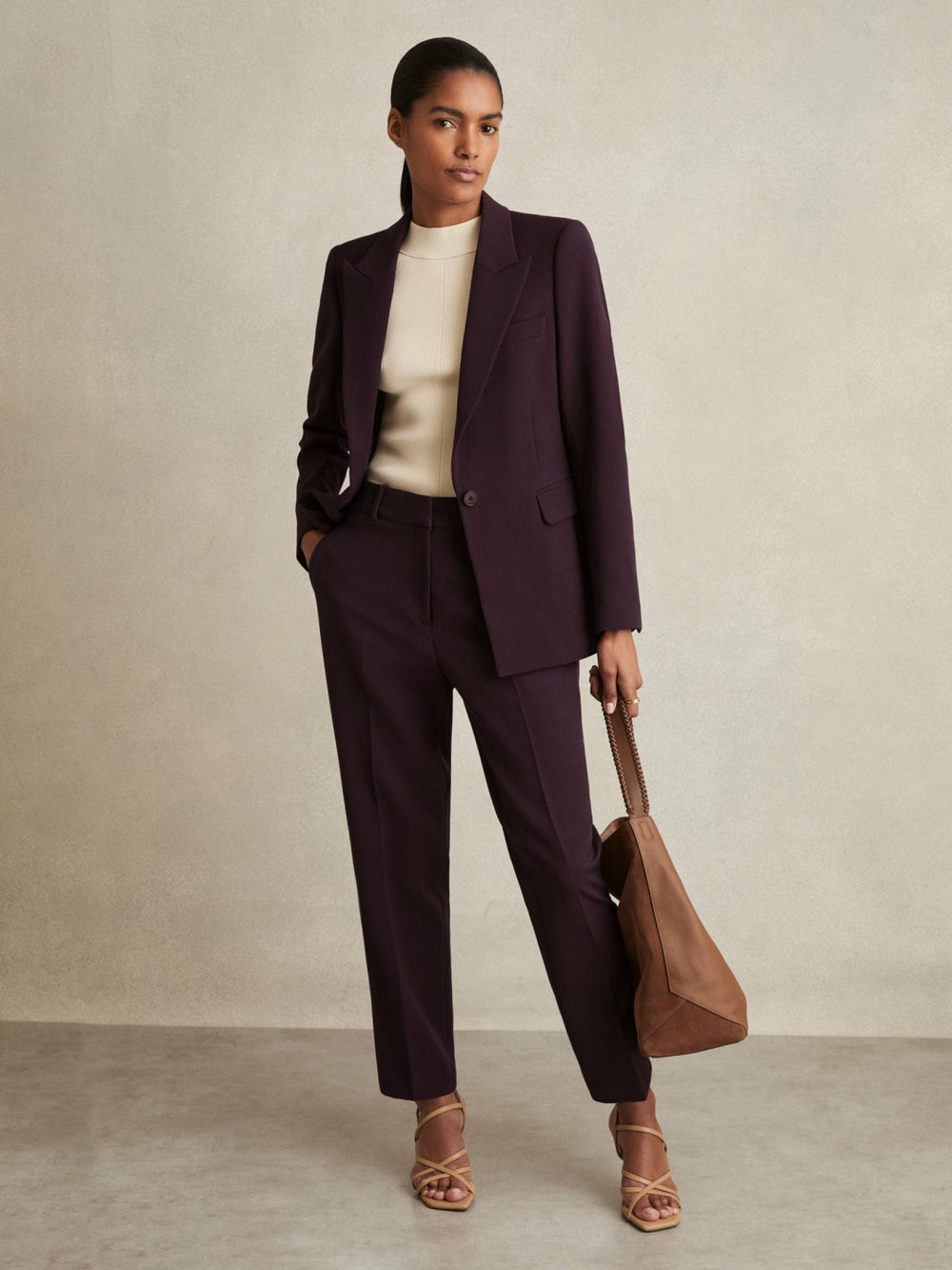 Petite Tailored Single Breasted Suit Blazer Berry | Womens