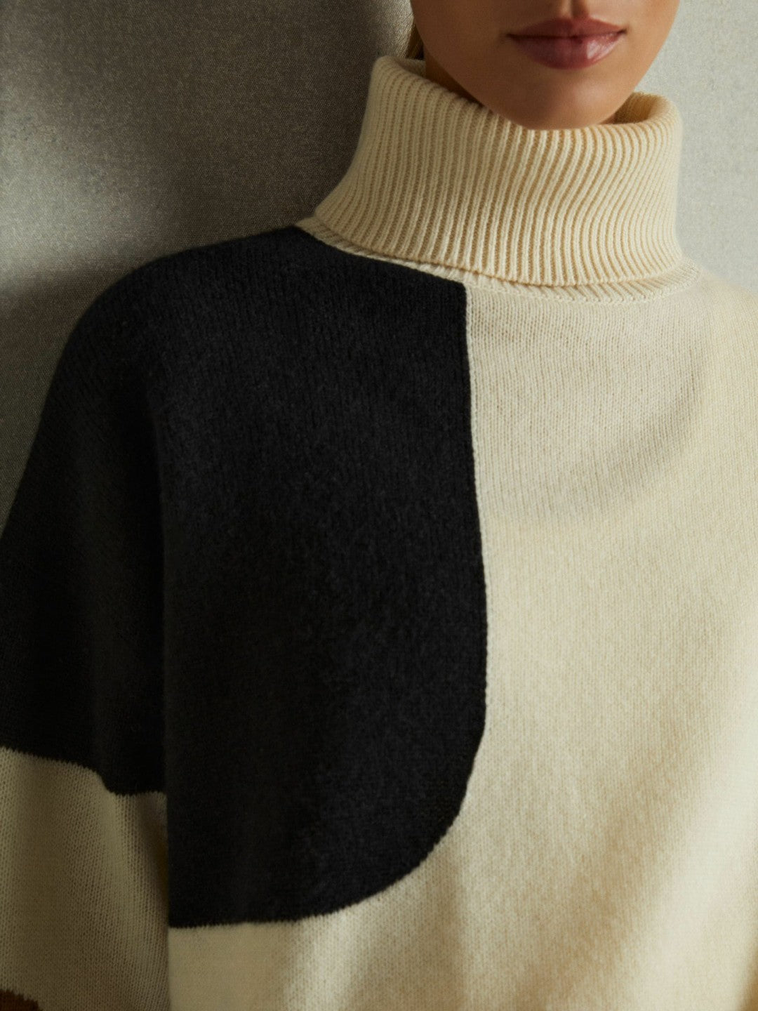 Wool-Cashmere Colourblock-Intarsia Jumper Cream/Brown | Womens