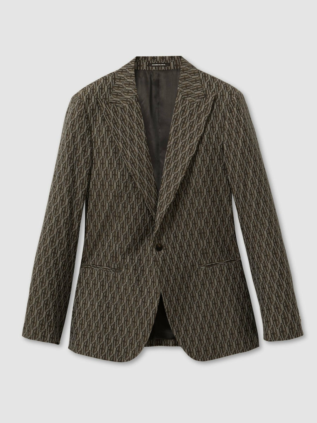 Monogram-Jacquard Twill Blazer Chocolate Brown | Mens