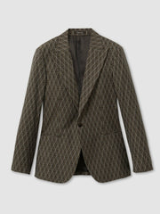 Monogram-Jacquard Twill Blazer Chocolate Brown | Mens