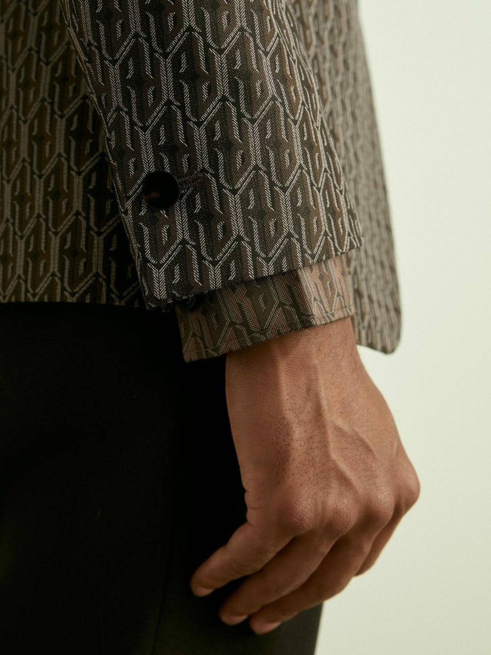 Monogram-Jacquard Twill Blazer Chocolate Brown | Mens