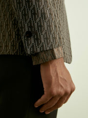 Monogram-Jacquard Twill Blazer Chocolate Brown | Mens