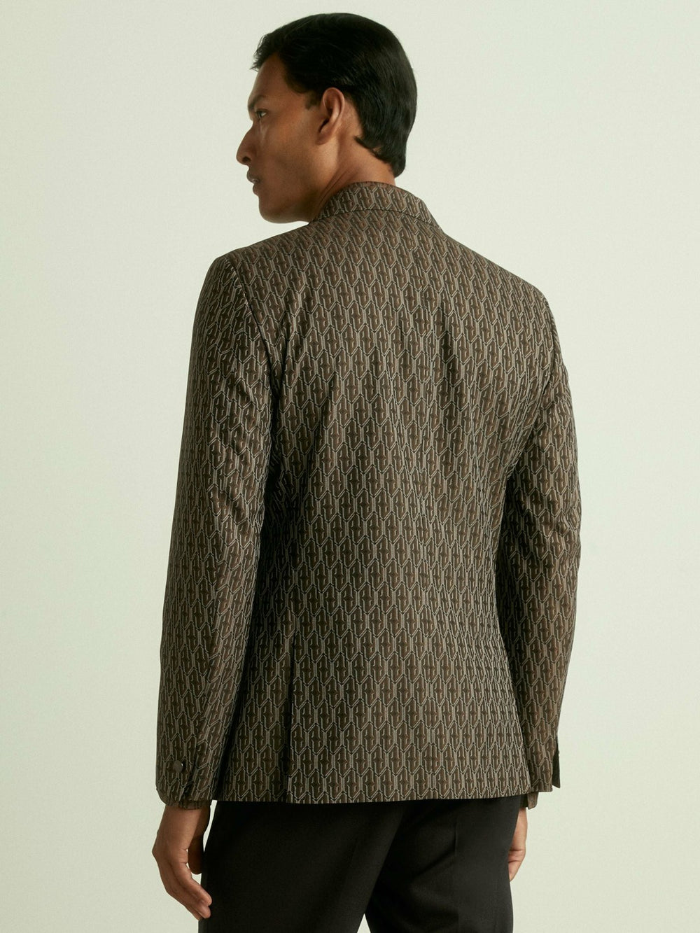 Monogram-Jacquard Twill Blazer Chocolate Brown | Mens