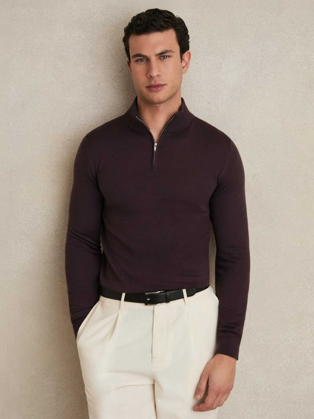 Merino Wool Half-Zip Jumper  | Mens