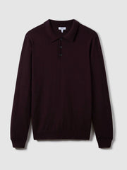 Merino Wool Polo Shirt Dark Bordeaux | Mens