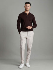 Merino Wool Polo Shirt Dark Bordeaux | Mens