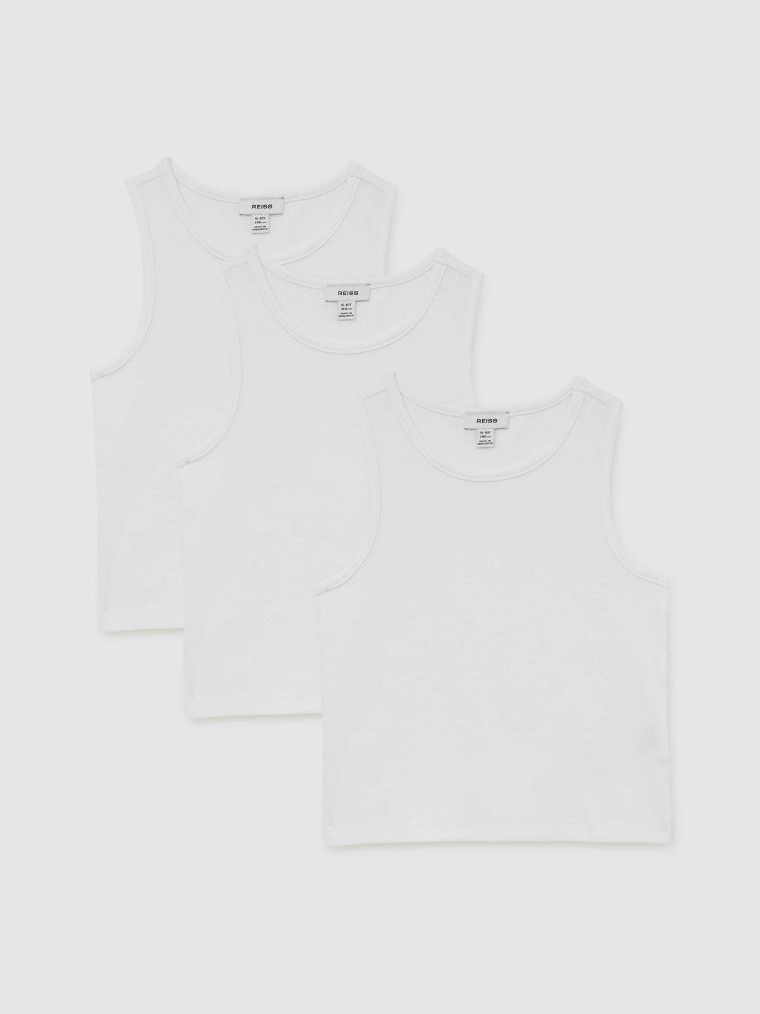 3-9 yrs Cotton Stretch Ribbed Vest 3 Pack White | Children