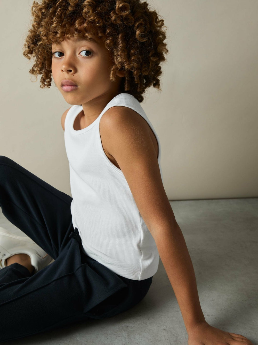 9-13 yrs Cotton Stretch Ribbed Vest 3 Pack White | Children