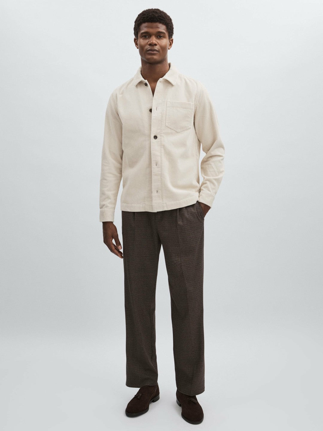 Les Deux Cotton Corduroy Overshirt Ivory | Mens