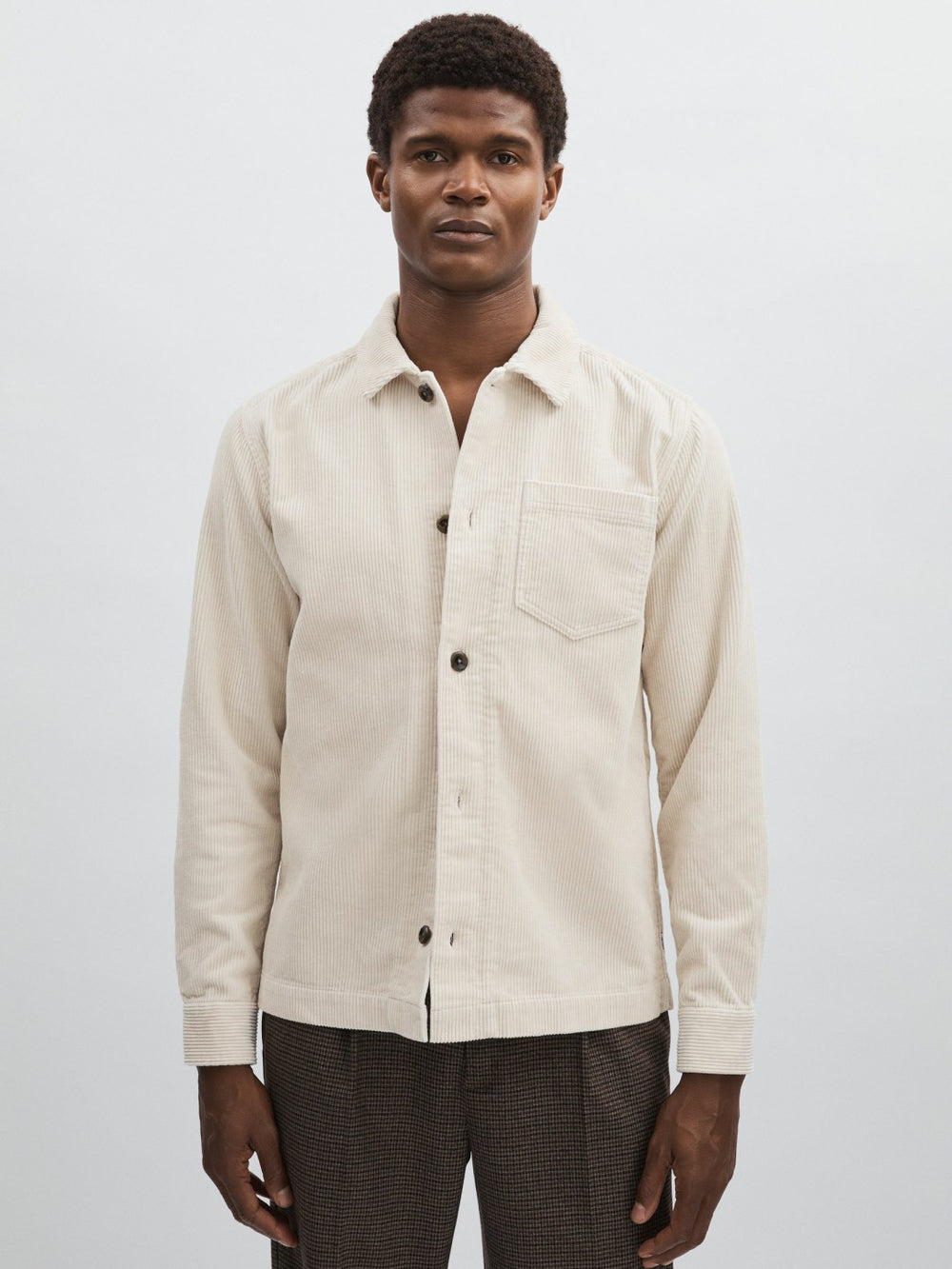 Les Deux Cotton Corduroy Overshirt Ivory | Mens