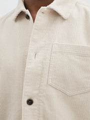 Les Deux Cotton Corduroy Overshirt Ivory | Mens