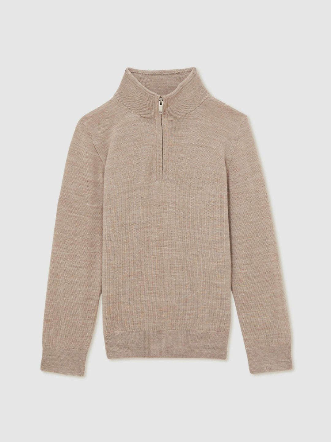 3-9 yrs Merino Wool Half-Zip Funnel Neck Jumper Wheat Melange | Children