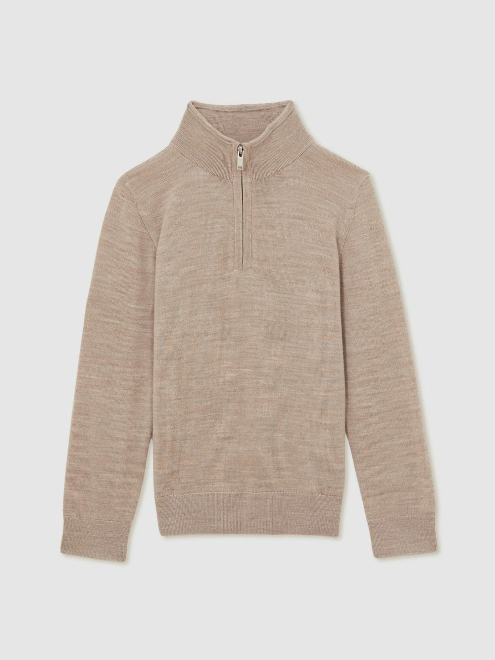 9-13 yrs Merino Wool Half-Zip Funnel Neck Jumper Wheat Melange | Children
