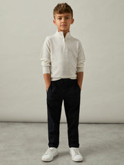 3-9 yrs Merino Wool Half-Zip Funnel Neck Jumper Snow | Children