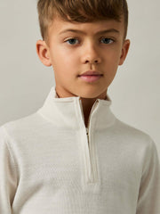 3-9 yrs Merino Wool Half-Zip Funnel Neck Jumper Snow | Children