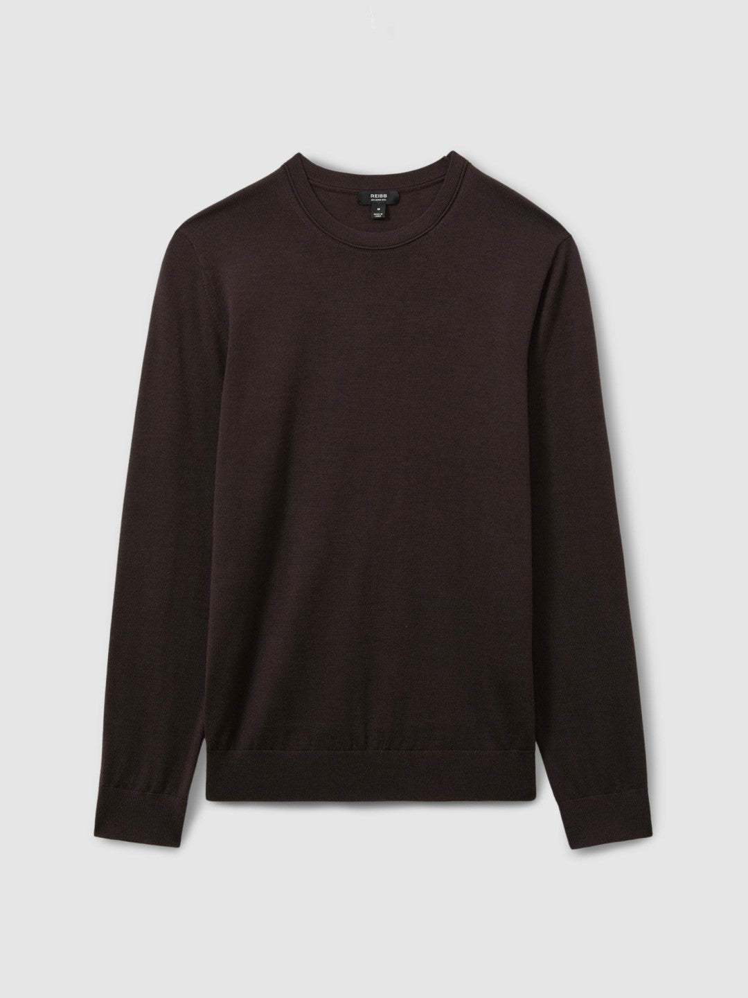 Merino Wool Crew Neck Jumper Dark Bordeaux | Mens
