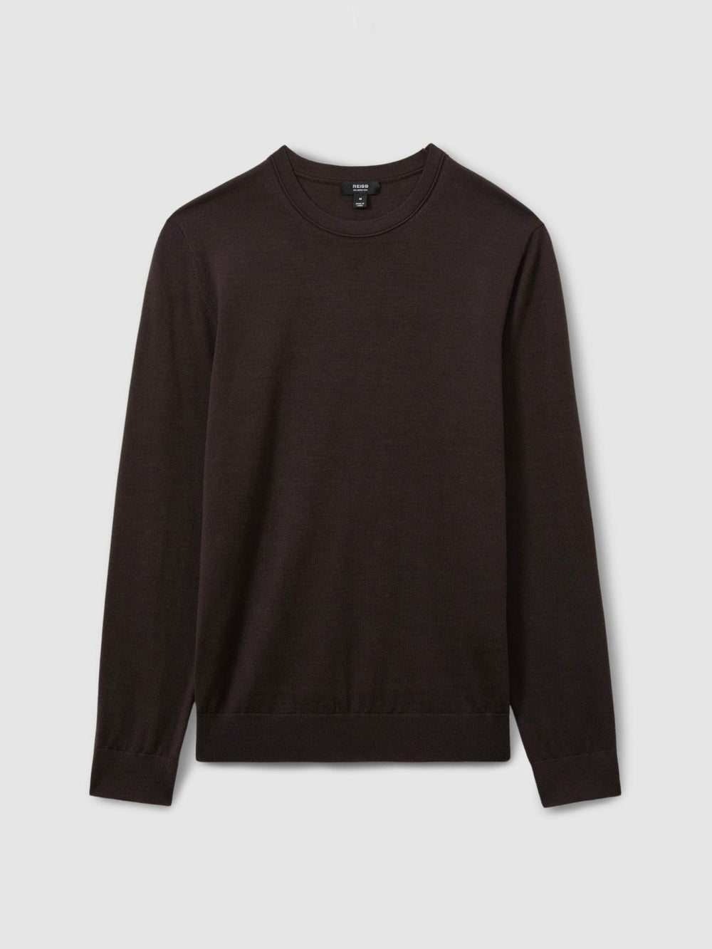 Merino Wool Crew Neck Jumper Dark Bordeaux | Mens