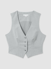 Good American Sharkskin Suit Waistcoat Heather Grey | Womens