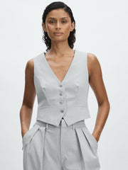 Good American Sharkskin Suit Waistcoat Heather Grey | Womens