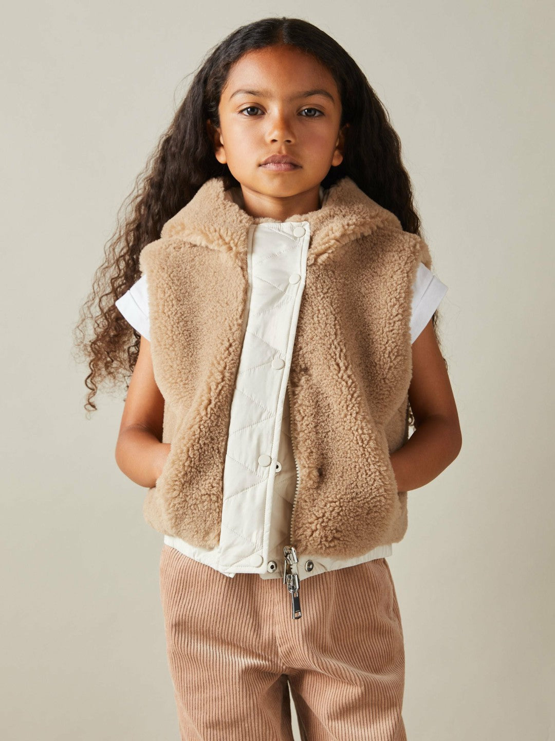 4-9 yrs Reversible Quilted Borg Gilet Brown | Children