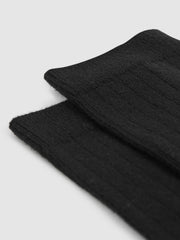 Cotton Blend Ribbed Loafer Socks Black | Womens