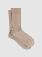 Cotton Blend Ribbed Loafer Socks Oatmeal | Womens