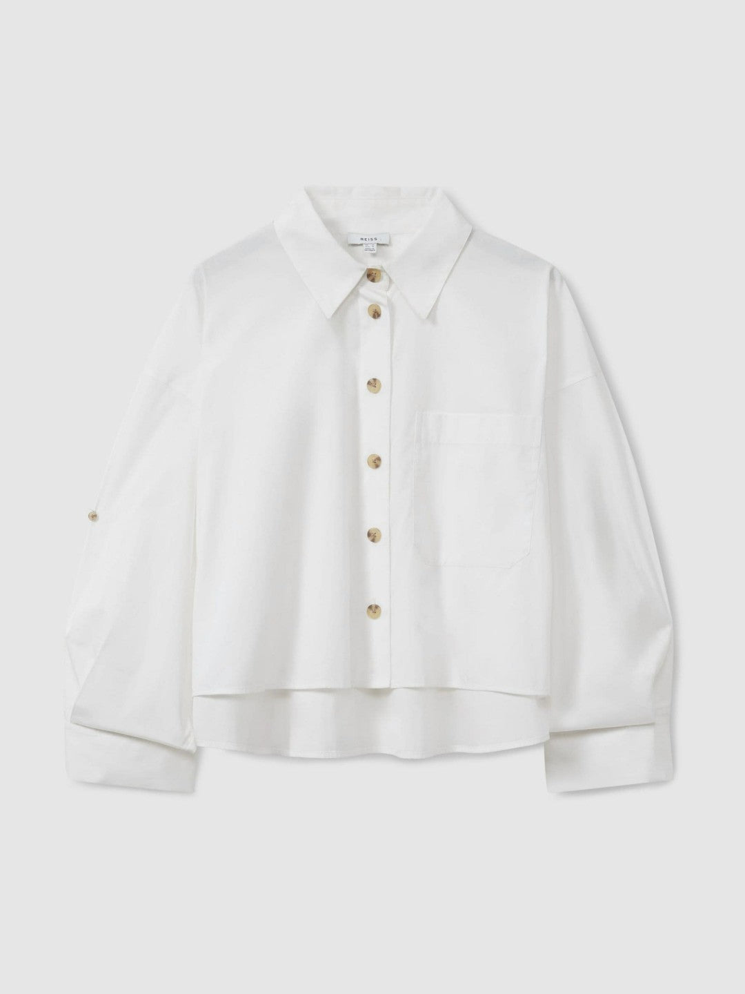 Oversize Cotton Cropped Shirt White | Womens