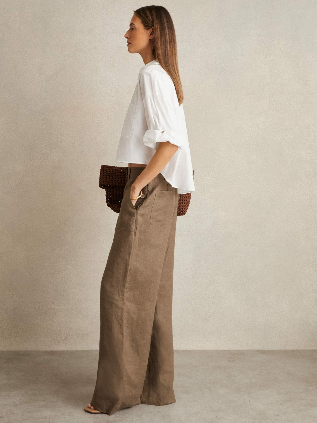 Oversize Cotton Cropped Shirt White | Womens