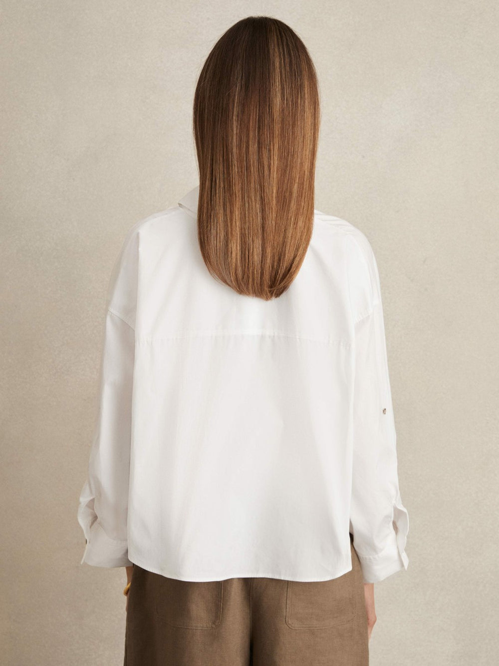 Oversize Cotton Cropped Shirt White | Womens