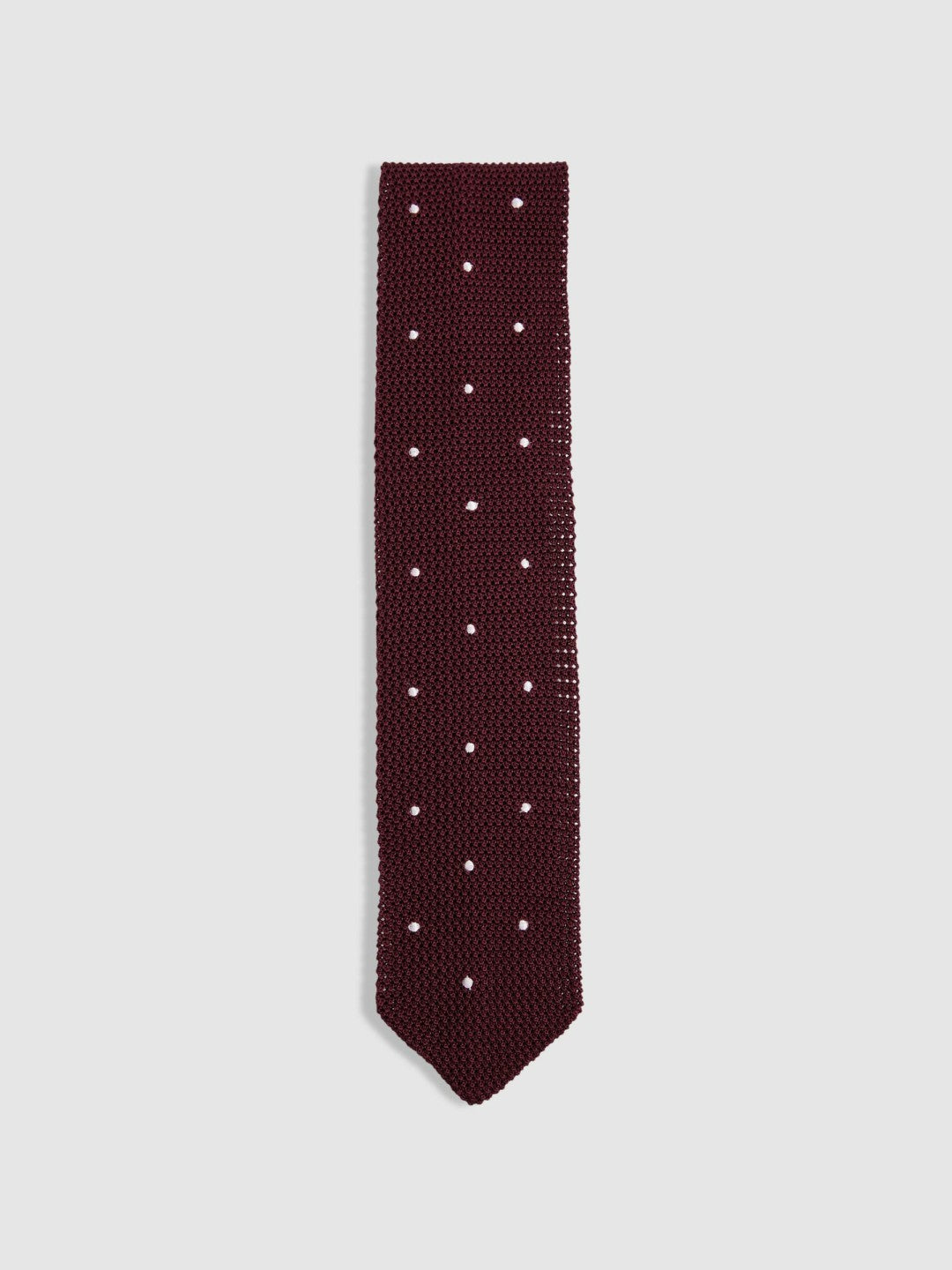 Silk Knitted Pin-Dot Tie Burgundy | Mens