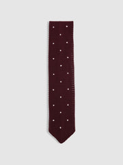 Silk Knitted Pin-Dot Tie Burgundy | Mens