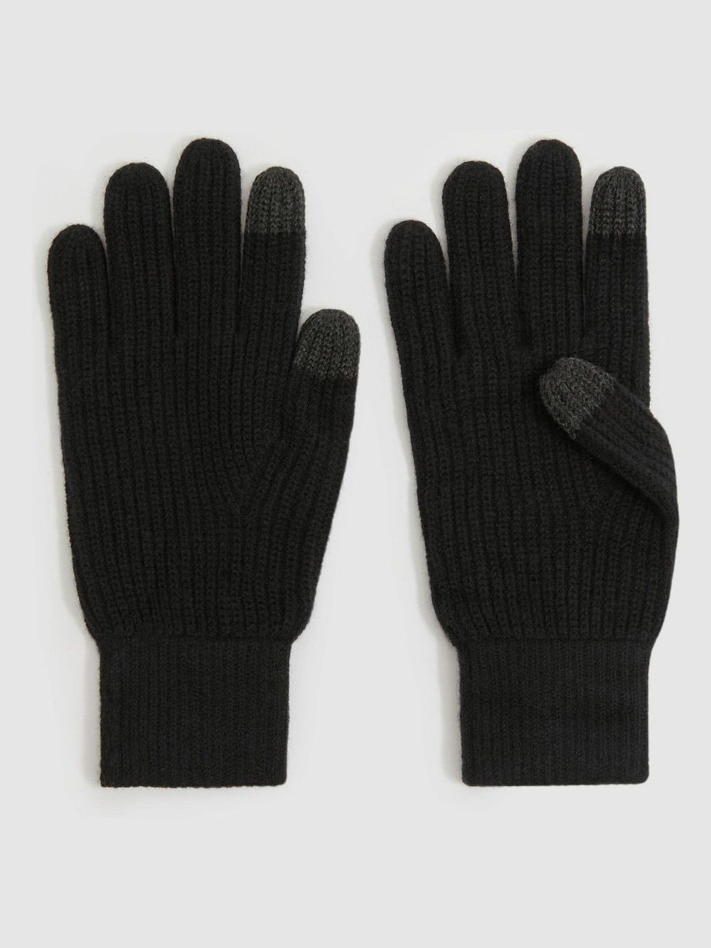 Ribbed-Merino Touchscreen Gloves Black | Mens