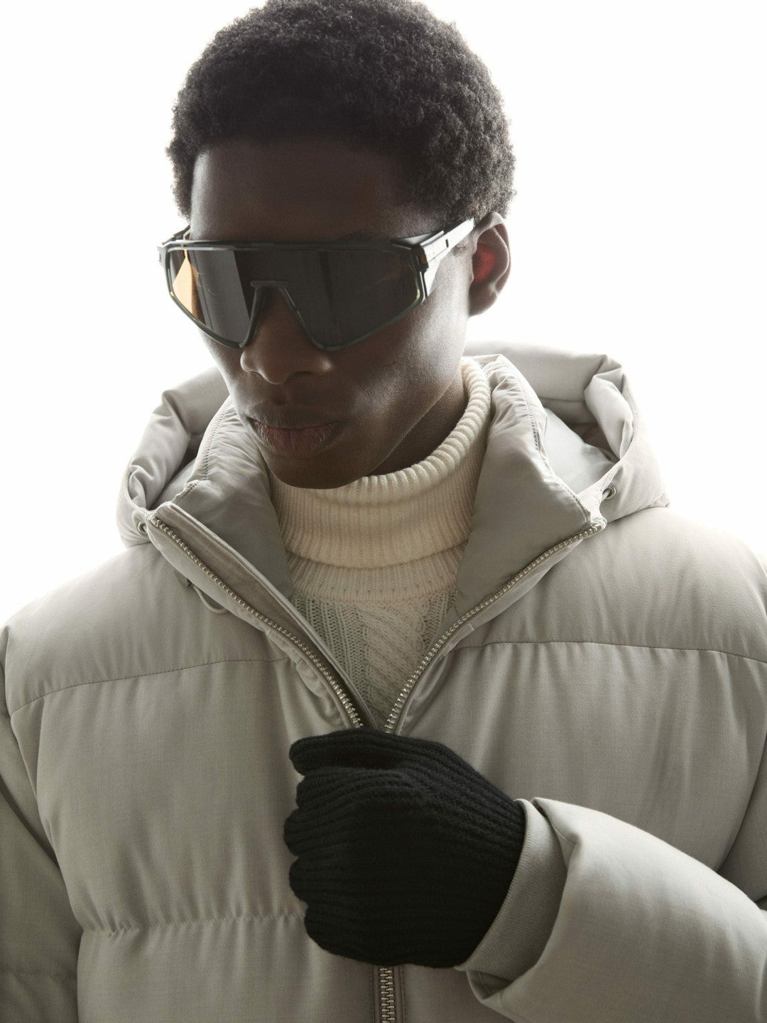 Ribbed-Merino Touchscreen Gloves Black | Mens