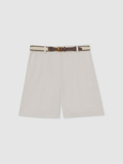 Petite Linen-Blend Bermuda Shorts White | Womens