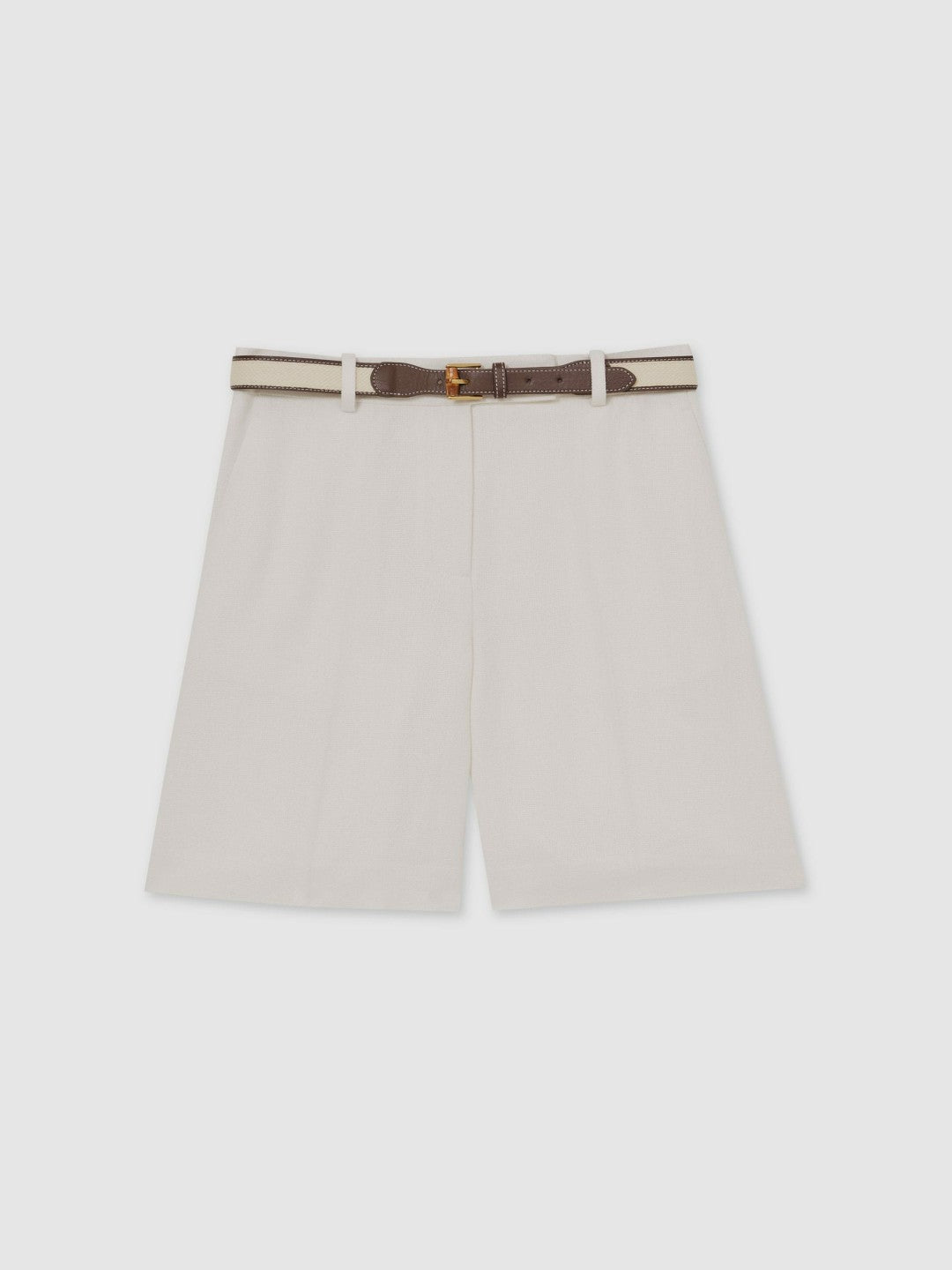 Linen-Blend Bermuda Shorts White | Womens