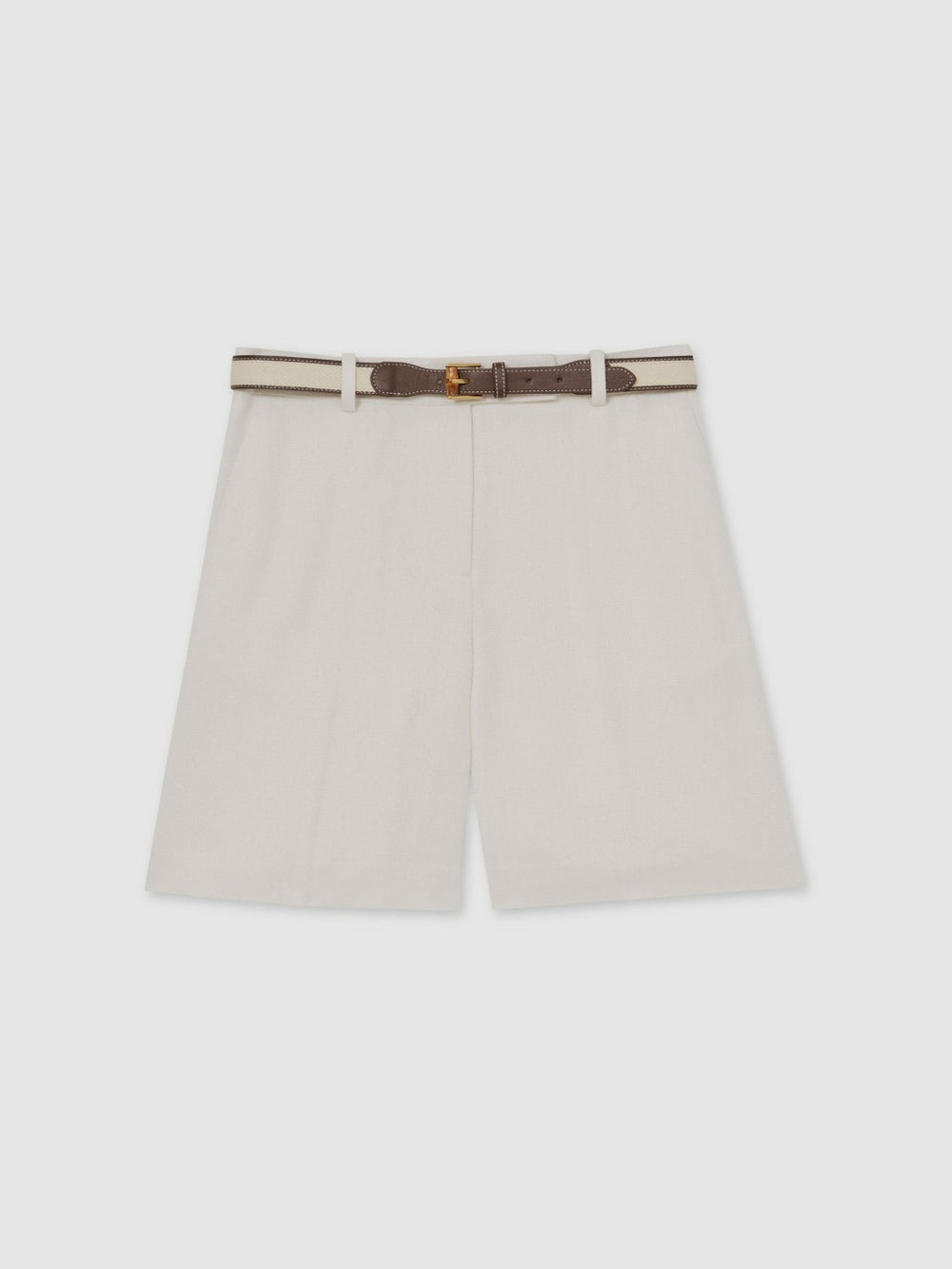 Linen-Blend Bermuda Shorts White | Womens